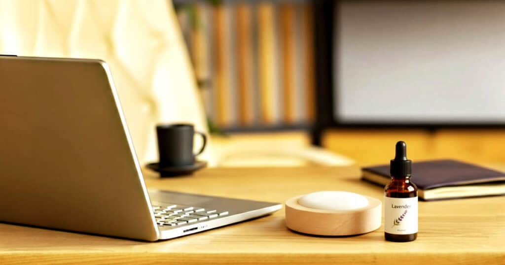 aroma stone diffuser in laptop table