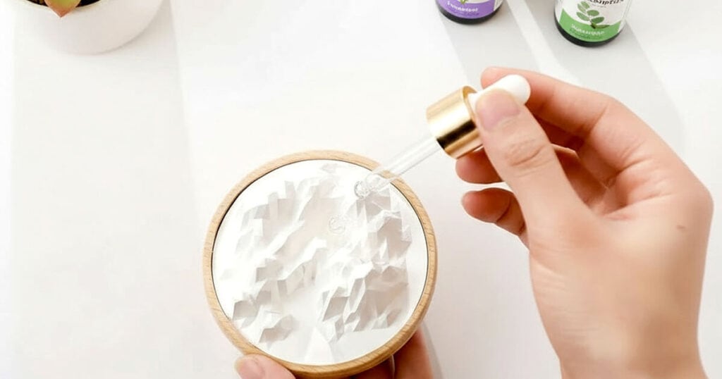lady adding essential oil to aroma stone
