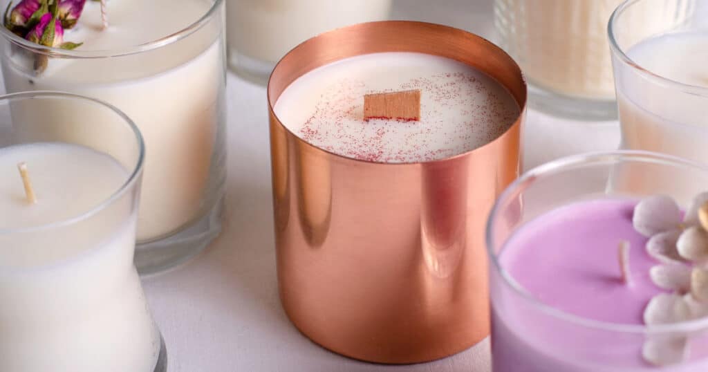 fragrance candles in a glass bottle