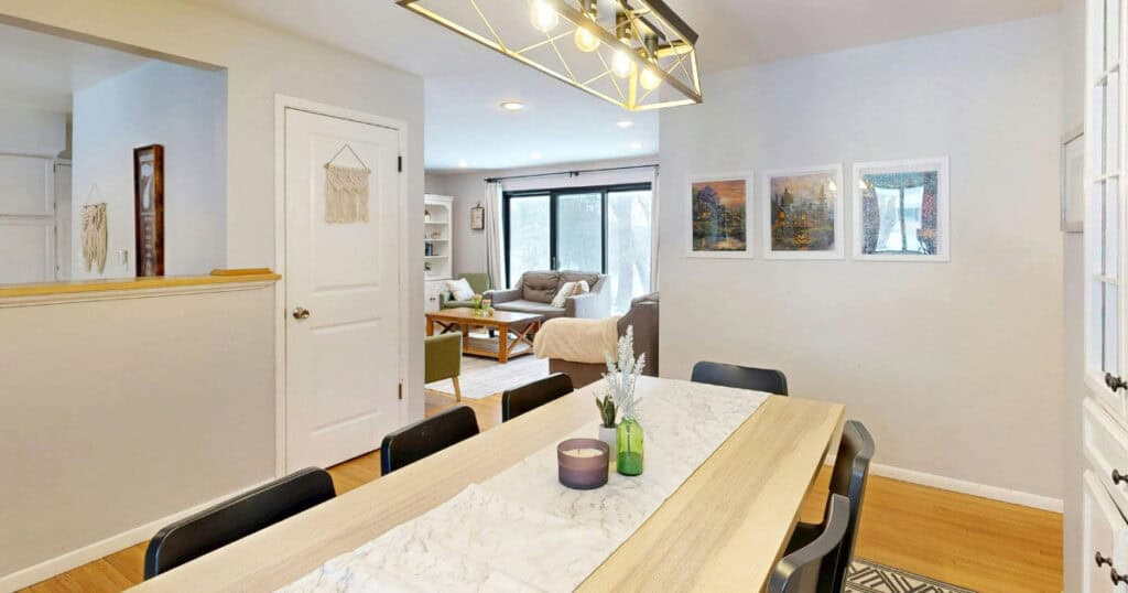 kitchen room with candle in the table