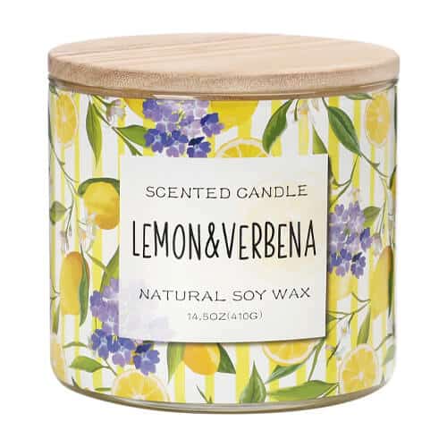 lemon verbena scented candle soy