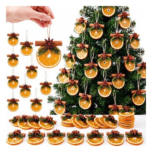 7 Ways to Make an Artificial Christmas Tree Smell Real 16 dried orange with cinnamon ornaments